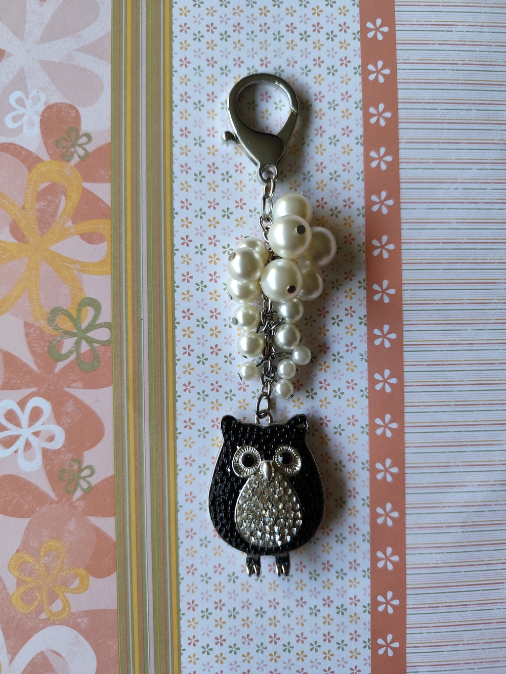 Free with $20+🍭Pearl Cluster Owl Keychain Charm
